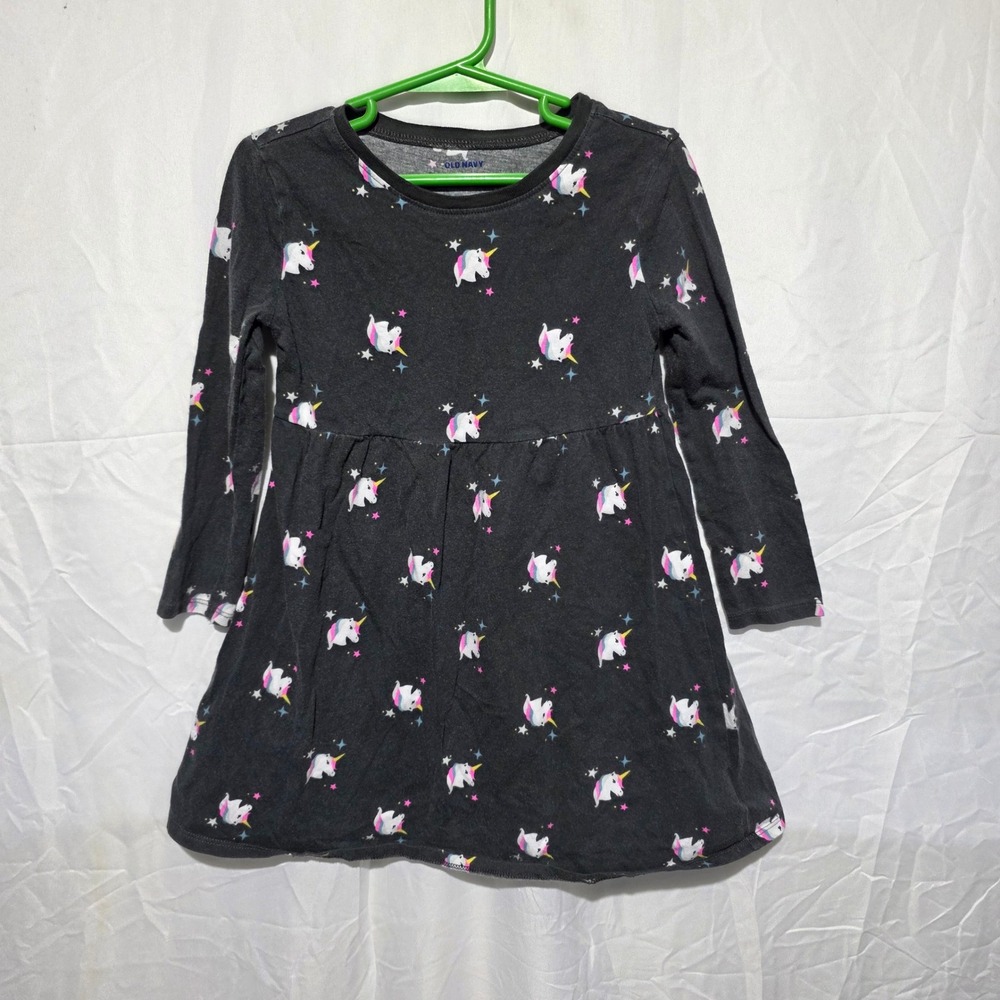 Old Navy Girls 5T Unicorn Pegasus Rainbow Cotton Dress Lot 2 Pack Gray